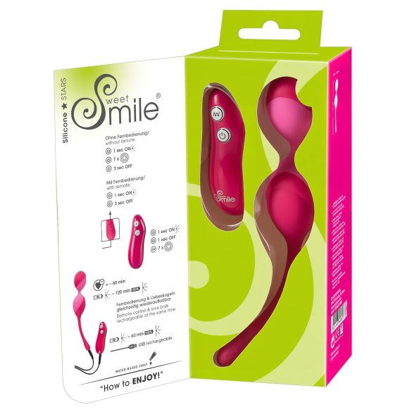 SMILE - fjernbetjent vibratoræg - 82g - pink