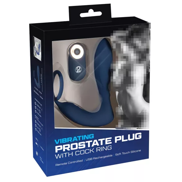 You2Toys - prostata plug med penisring - vibrator - blå