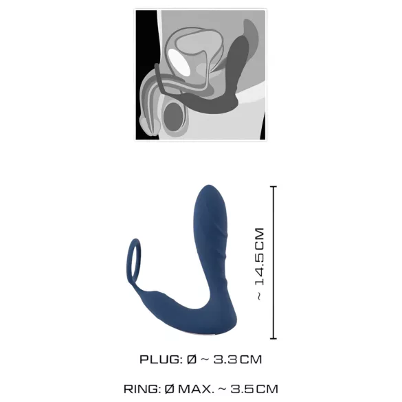 You2Toys - prostata plug med penisring - vibrator - blå