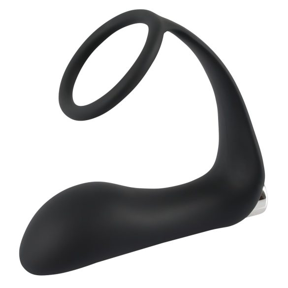 Black Velvets - analvibrator med penisring - sort