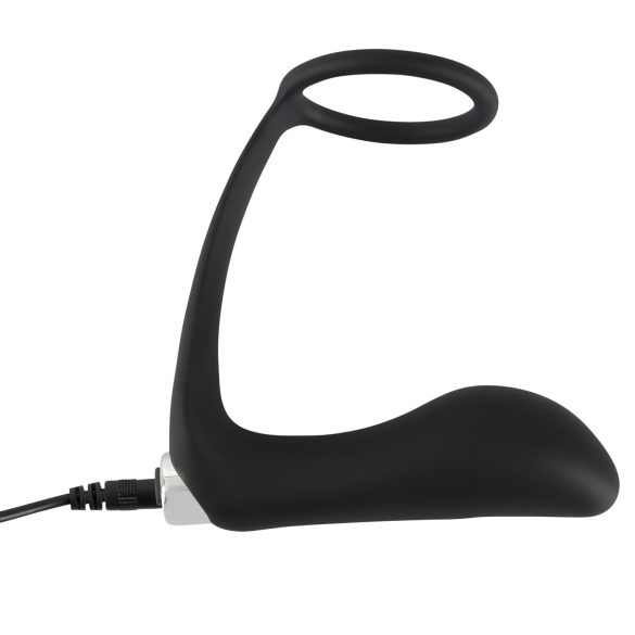 Black Velvets - analvibrator med penisring - sort