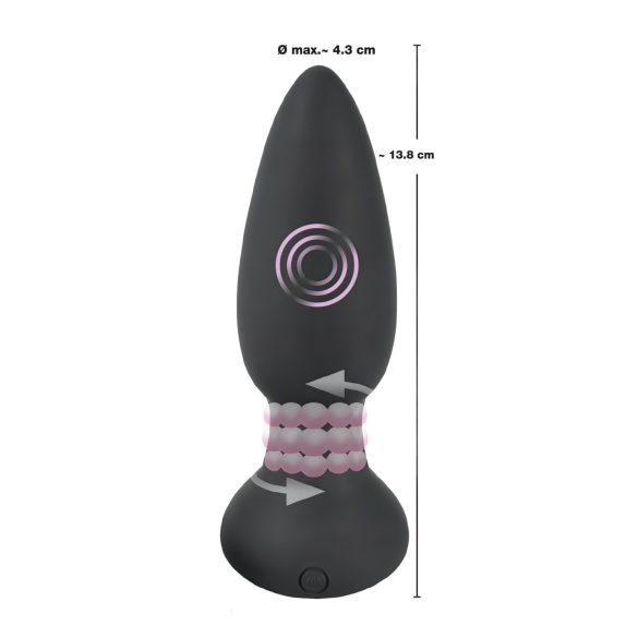 Black Velvets - analvibrator med roterende perler - sort