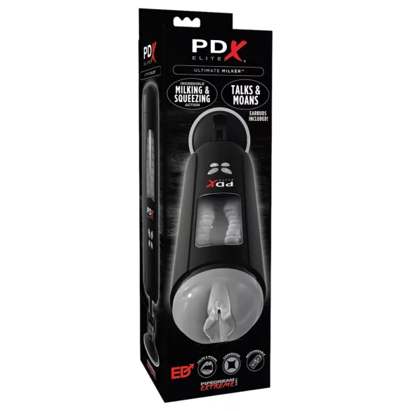 PDX Ultimate Milker - masturbator med sug og vibration - sort
