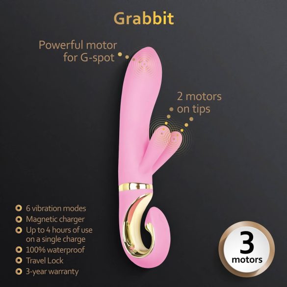 G-Vibe GRabbit - G-punkt vibrator - 3 motorer - genopladelig - pink