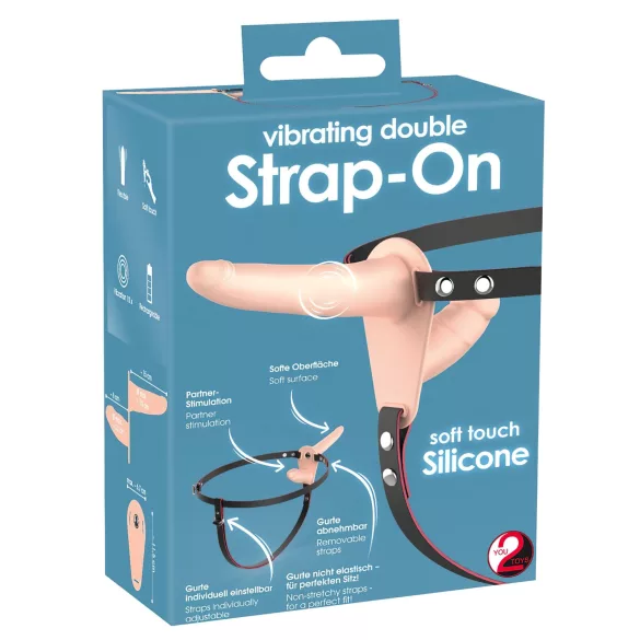 You2Toys - strap-on dobbeltdildo vibrator - natur