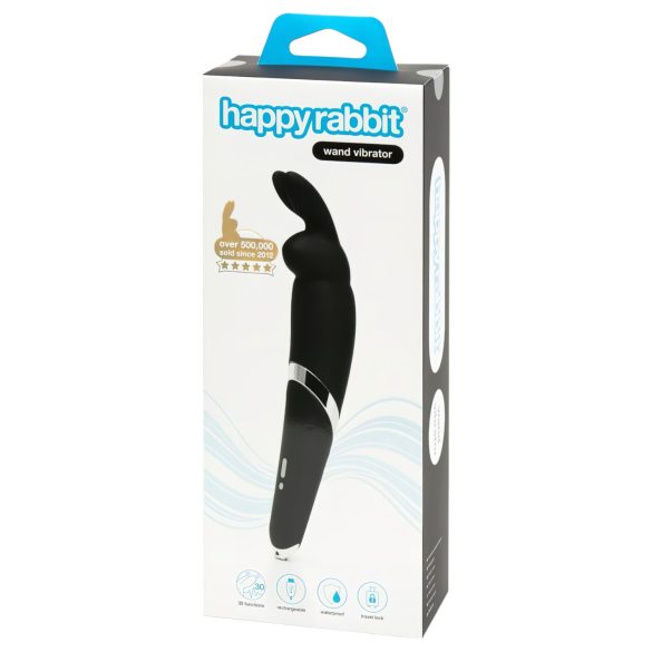 Happyrabbit Wand - genopladelig massagevibrator (sort)