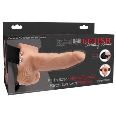 Fetish Strap-On 6 - hul strap-on dildo med vibrator - natur