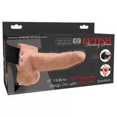   Pipedream - Fetish Strap-On 6 - påspændt, hul vibrator (naturfarvet)