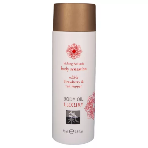 Shiatsu Luxury - spiselig massageolie - jordbær-rød peber - 75ml