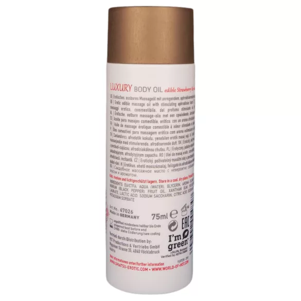Shiatsu Luxury - spiselig massageolie - jordbær-rød peber - 75ml