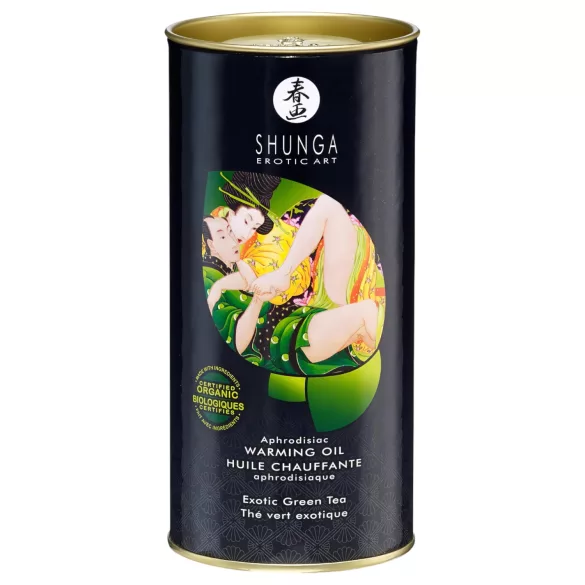 Shunga - varmende massageolie - grøn te - 100ml