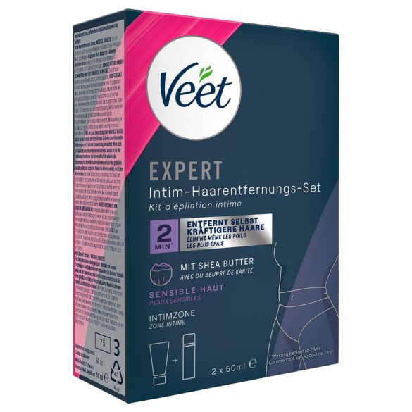 Veet - intim hårfjerningscreme og fugtgivende skum til kvinder (2×50 ml)