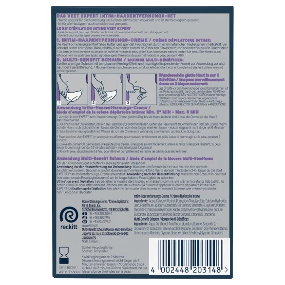 Veet - intim hårfjerningscreme og fugtgivende skum til kvinder (2×50 ml)