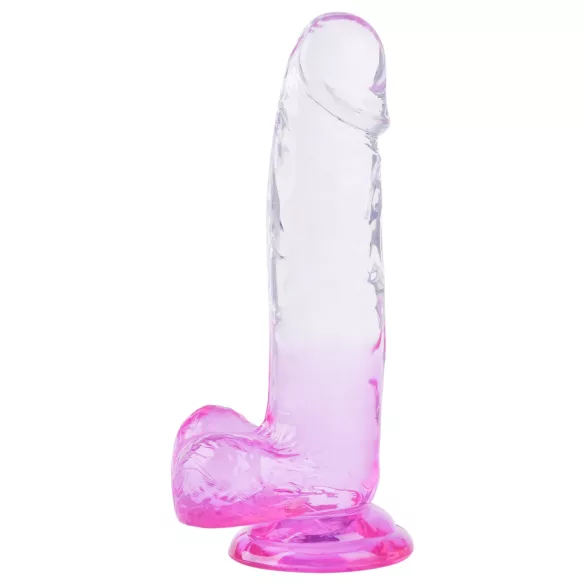 Sunfo - dildo med sugekop og testikler - 22cm - gennemsigtig lilla