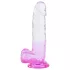 Sunfo - dildo med sugekop og testikler - 22cm - gennemsigtig lilla