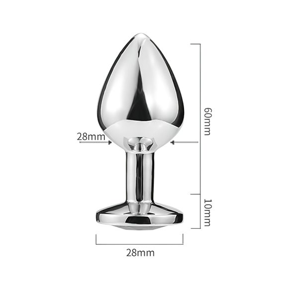 Sunfo - metal analplug med hjerteformet sten - sølv/hvid