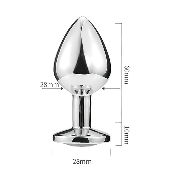 Sunfo - metal anal plug med hjerteformet sten (sølv-rosa)
