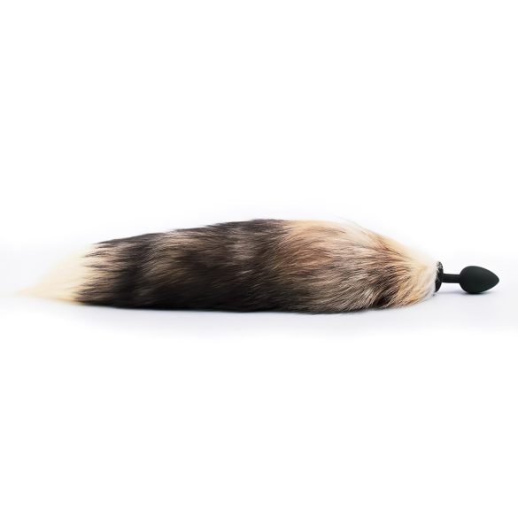 Sunfo - silikone anal plug med rævehale (sort-rød)