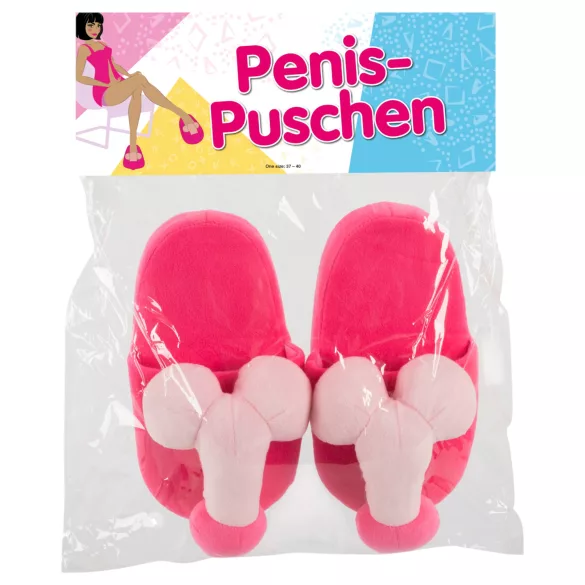 Plys - hjemmesko - penisformet - rosa