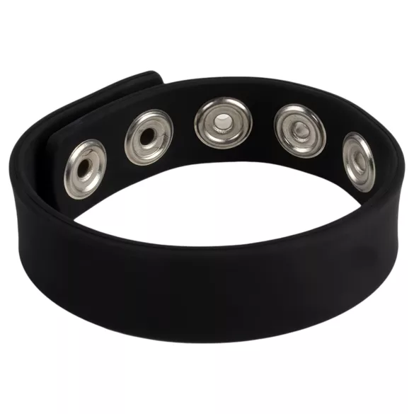 Pulselock Forge - justerbar silikone penisring med trykknap (sort) - 228 mm