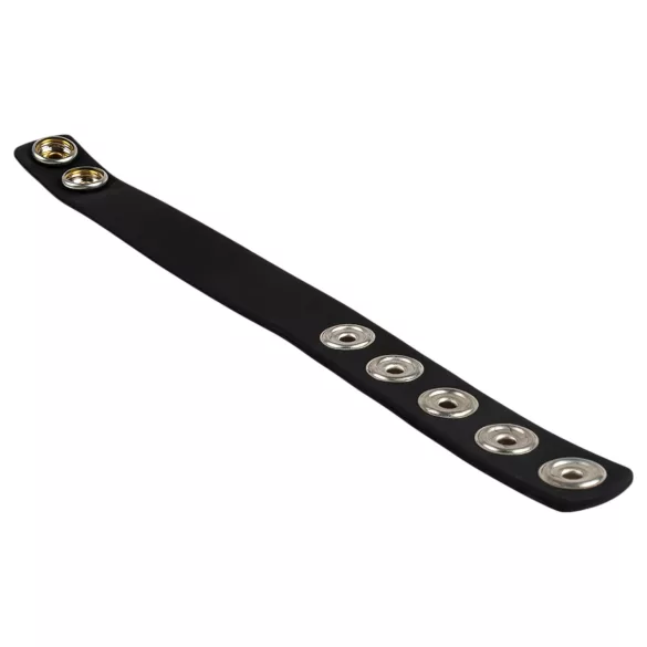 Pulselock Forge - justerbar silikone penisring med trykknap (sort) - 228 mm