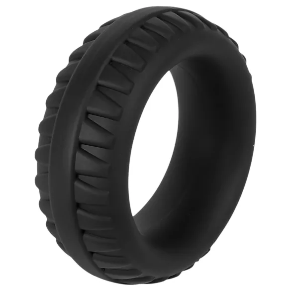 Pulselock Forge - silikonepenisring med dækmønster (sort) - 35 mm