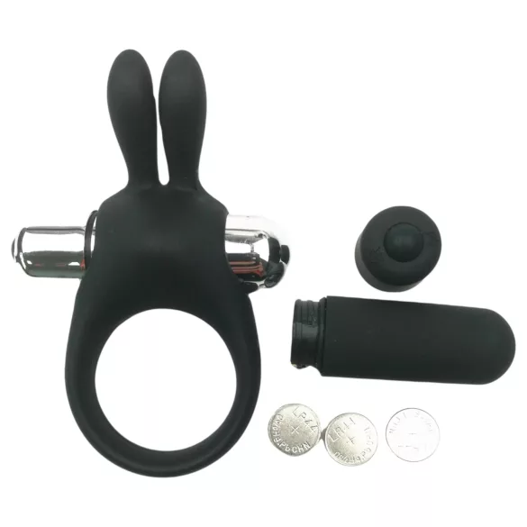 Pulselock Vantr - vibrerende penisring med kanin (sort) - 30 mm