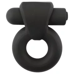   Pulselock Vantr - genopladelig vibrerende penis- og pungring (sort) - 25 mm