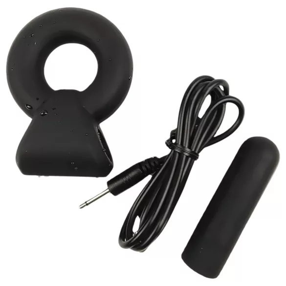 Pulselock Vantr - genopladelig vibrerende penis- og pungring (sort) - 25 mm