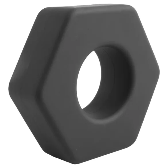 Pulselock Forge - silikone penisring formet som en møtrik (sort) - 22 mm