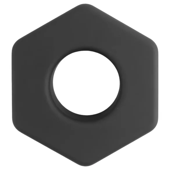 Pulselock Forge - silikone penisring formet som en møtrik (sort) - 22 mm