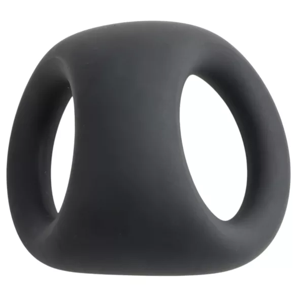 Pulselock Taur - konturformet penis- og pungring (sort)