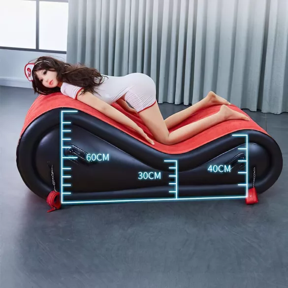 Desirel Magic Pillow - Oppusteligt BDSM-sexmøbel - med håndjern (rød)