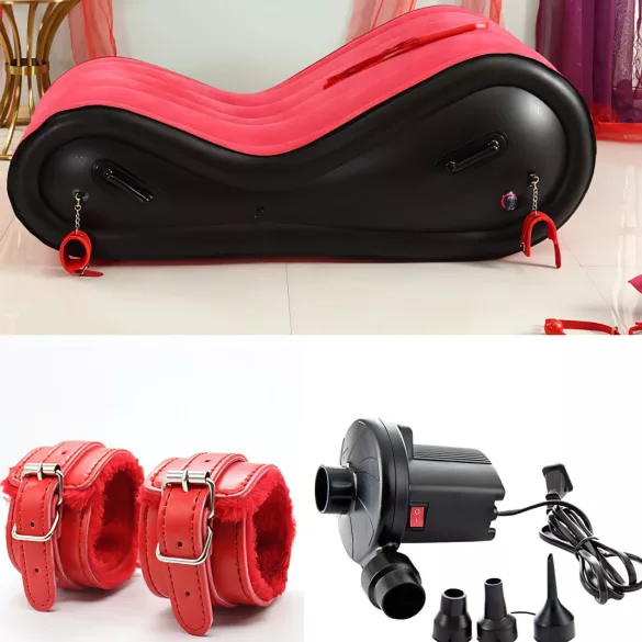 Desirel Magic Pillow - Oppusteligt BDSM-sexmøbel - med håndjern (rød)