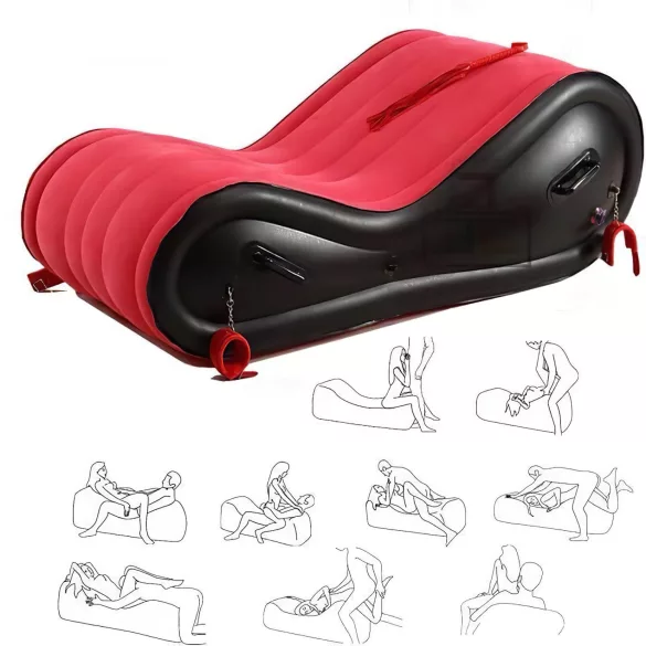 Desirel Magic Pillow - Oppusteligt BDSM-sexmøbel - med håndjern (rød)