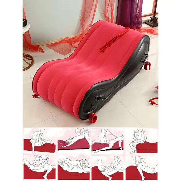 Desirel Magic Pillow - Oppusteligt BDSM-sexmøbel - med håndjern (rød)