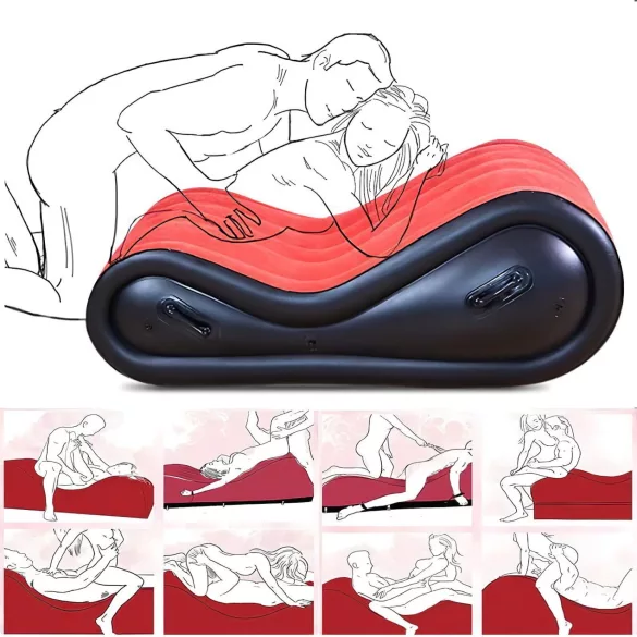 Desirel Magic Pillow - Oppusteligt BDSM-sexmøbel - med håndjern (rød)