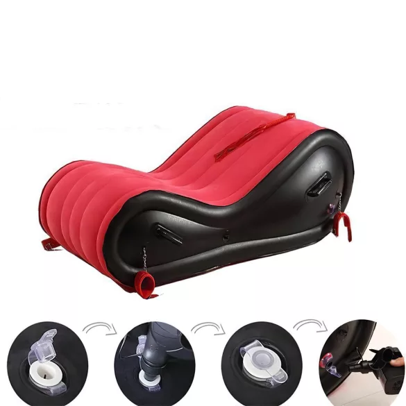 Desirel Magic Pillow - Oppusteligt BDSM-sexmøbel - med håndjern (rød)