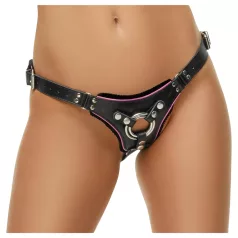 ZADO - sort læderbund til strap-on-dildo, BDSM (S-L)