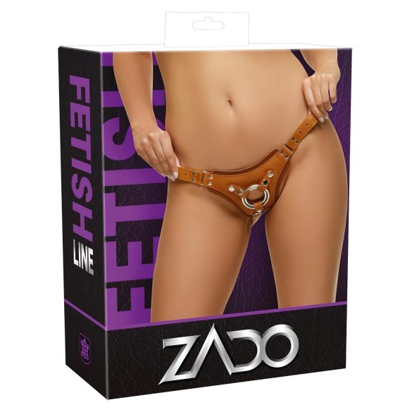 ZADO - strap-on sele - ægte læder - brun - L/XL