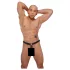 ZADO - læder tanga med dildo og 3 penisringe