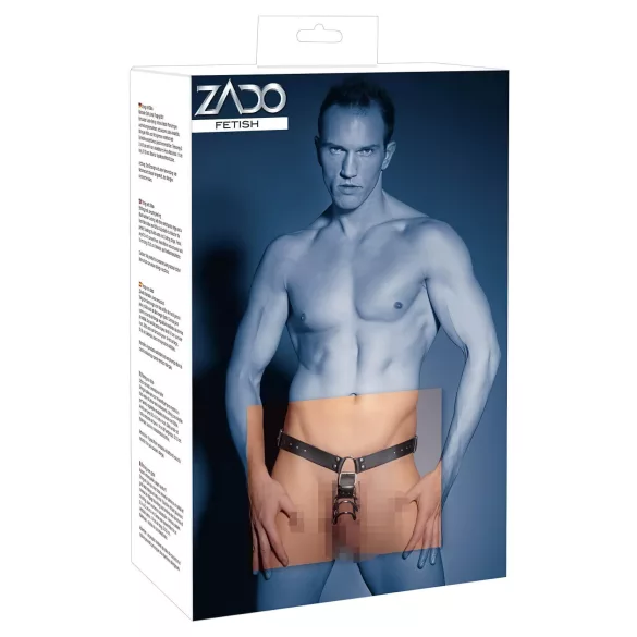 ZADO - læder tanga med dildo og 3 penisringe - L/XL