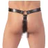 ZADO - læder tanga med dildo og 3 penisringe - L/XL