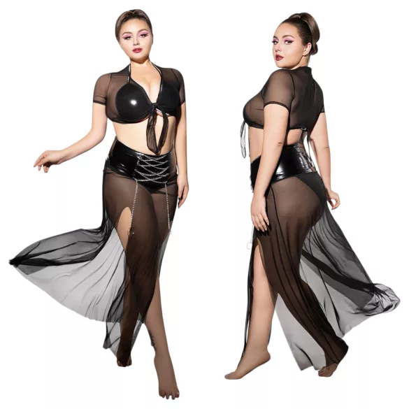 JSY 065 - sort babydoll-sæt (XL-2XL)