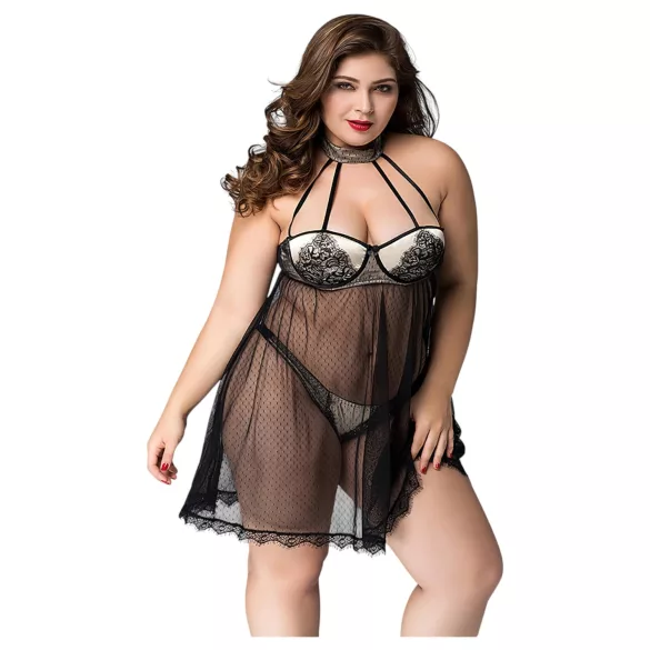 JSY 066 - sort babydoll-sæt (XL-2XL)
