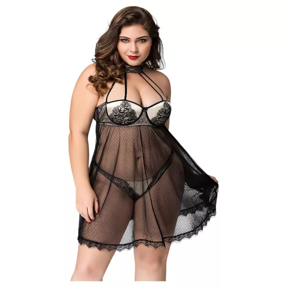 JSY 066 - sort babydoll-sæt (XL-2XL)