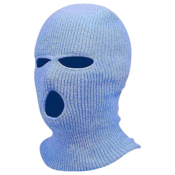 Balaclava - strikket blowjobmaske - 3 åbninger - blå