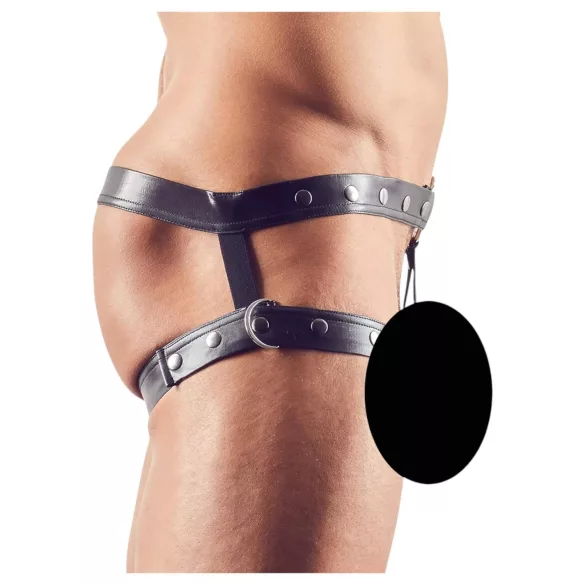 Svenjoyment - harness med penisring - justerbar - sort - M/L