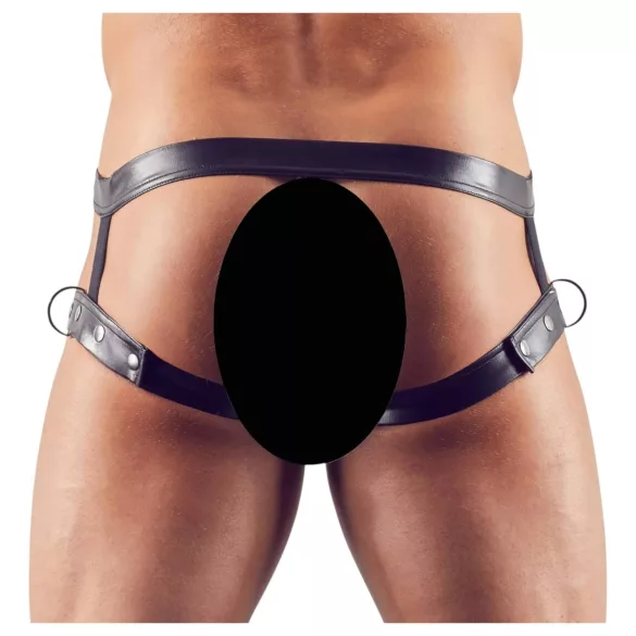 Svenjoyment - harness med penisring - justerbar - sort - M/L
