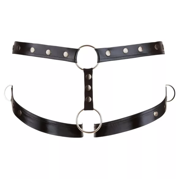 Svenjoyment - harness med penisring - justerbar - sort - M/L
